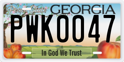 GA license plate PWK0047