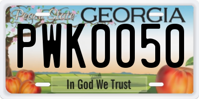 GA license plate PWK0050
