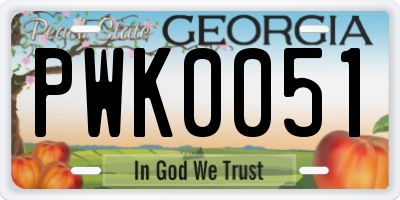 GA license plate PWK0051
