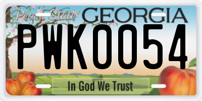GA license plate PWK0054