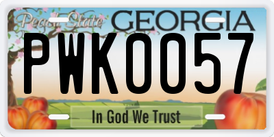 GA license plate PWK0057