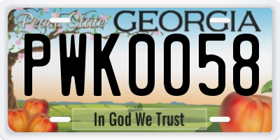 GA license plate PWK0058
