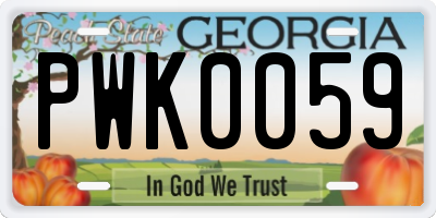GA license plate PWK0059