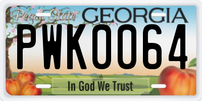 GA license plate PWK0064