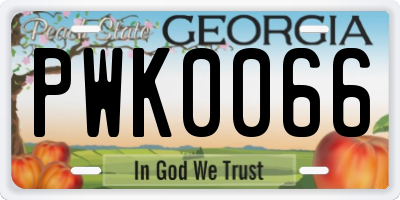 GA license plate PWK0066