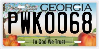 GA license plate PWK0068