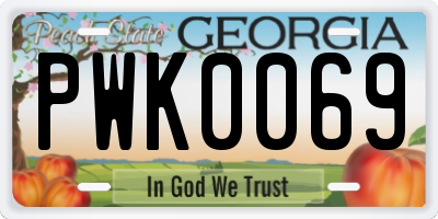 GA license plate PWK0069