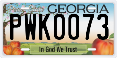 GA license plate PWK0073