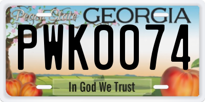 GA license plate PWK0074