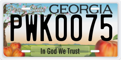 GA license plate PWK0075