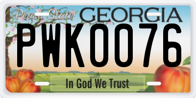 GA license plate PWK0076