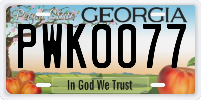 GA license plate PWK0077