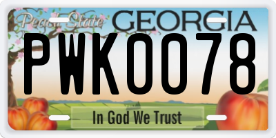 GA license plate PWK0078