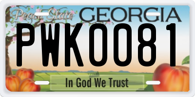 GA license plate PWK0081