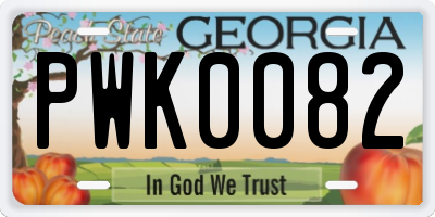 GA license plate PWK0082