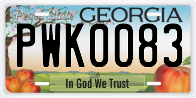 GA license plate PWK0083