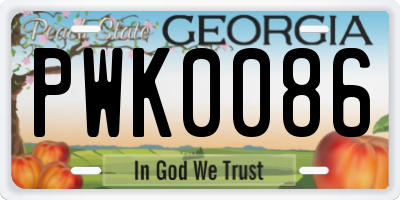 GA license plate PWK0086