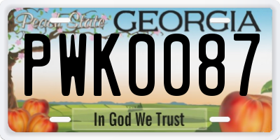 GA license plate PWK0087