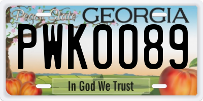GA license plate PWK0089