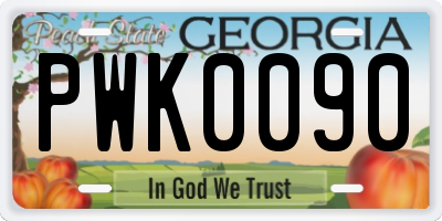 GA license plate PWK0090