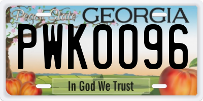 GA license plate PWK0096