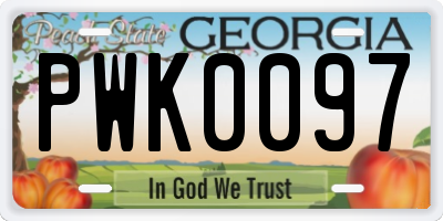GA license plate PWK0097
