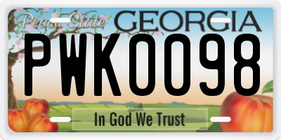 GA license plate PWK0098