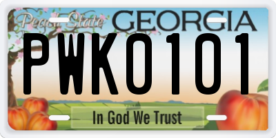GA license plate PWK0101
