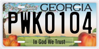 GA license plate PWK0104