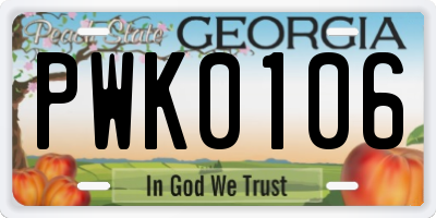 GA license plate PWK0106