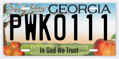 GA license plate PWK0111