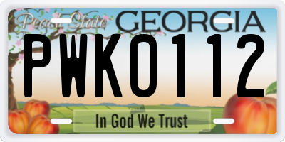 GA license plate PWK0112