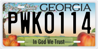 GA license plate PWK0114