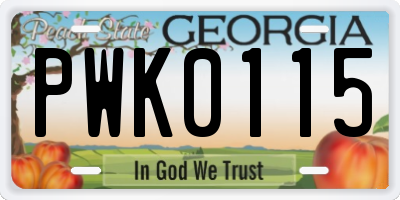 GA license plate PWK0115