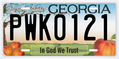 GA license plate PWK0121
