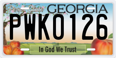 GA license plate PWK0126