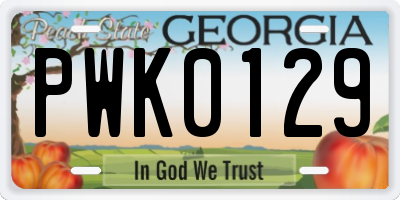 GA license plate PWK0129