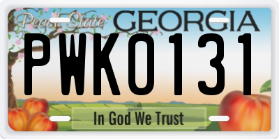 GA license plate PWK0131
