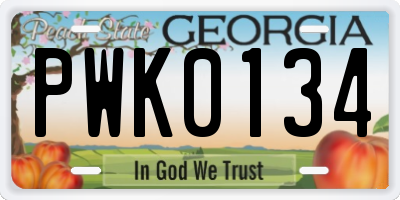 GA license plate PWK0134