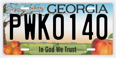 GA license plate PWK0140