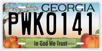GA license plate PWK0141
