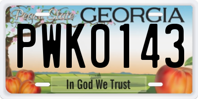 GA license plate PWK0143