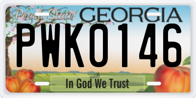 GA license plate PWK0146