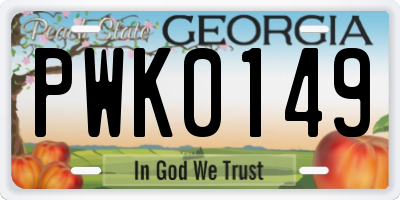 GA license plate PWK0149