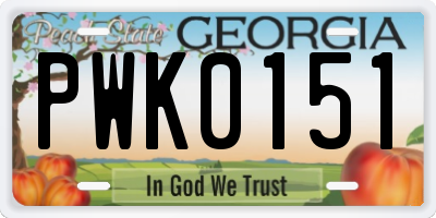 GA license plate PWK0151