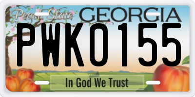 GA license plate PWK0155