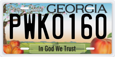 GA license plate PWK0160