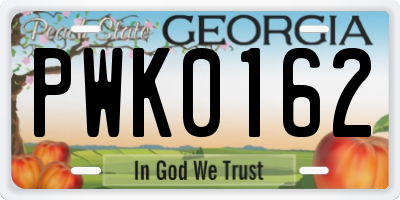 GA license plate PWK0162