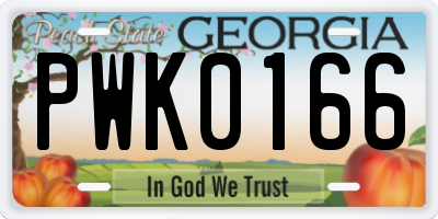 GA license plate PWK0166