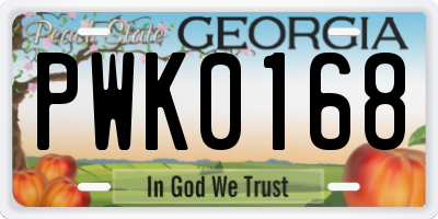 GA license plate PWK0168